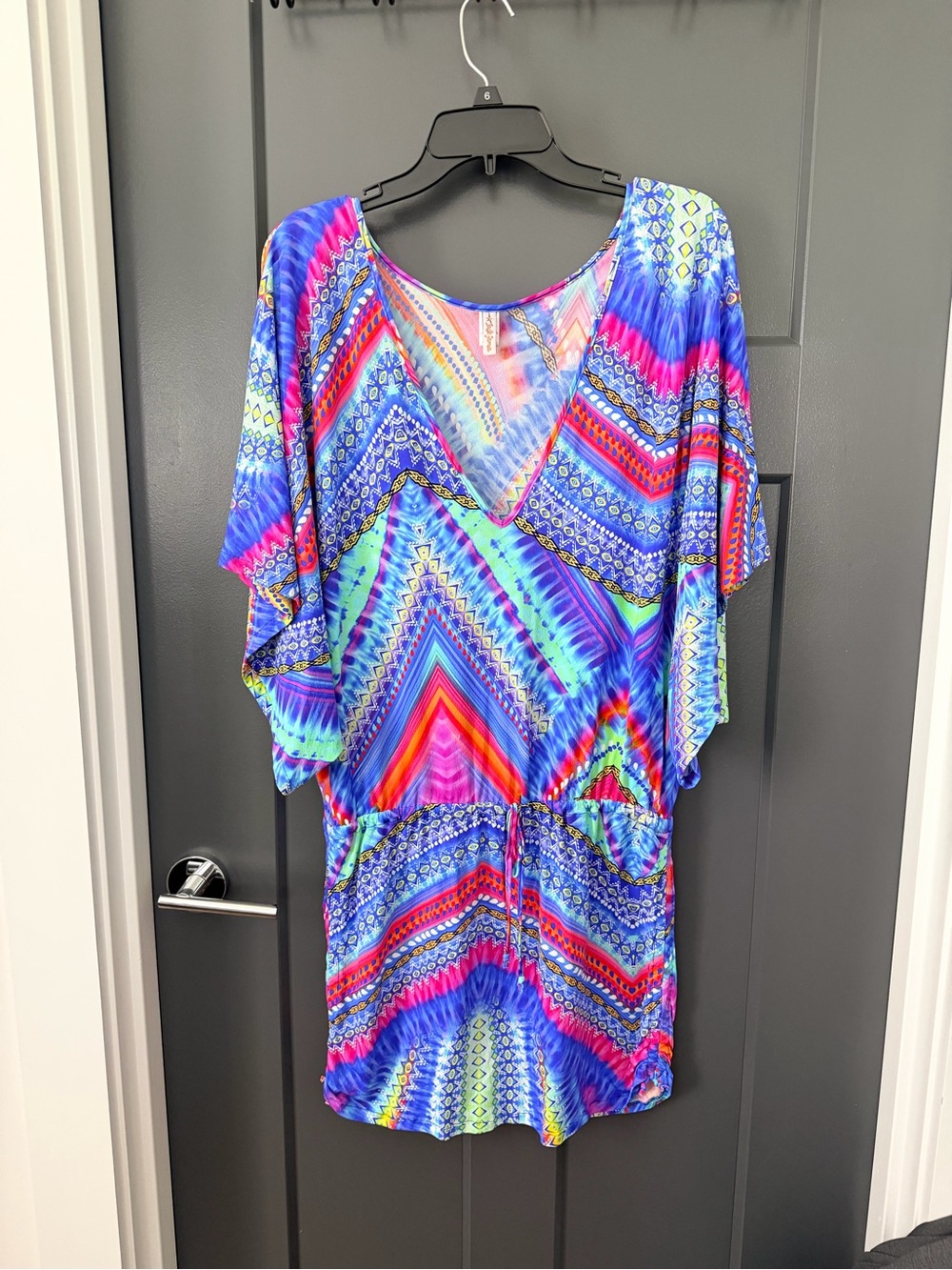 Luli Fama Multicolor Chevron Swim Coverup - Blue, Pink, Purple